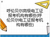 呼伦贝尔高级电工证报考机构有哪些(呼伦贝尔电工证报考机构有哪些)