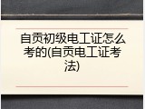 自贡初级电工证怎么考的(自贡电工证考法)