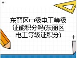 东丽区中级电工等级证能积分吗(东丽区电工等级证积分)