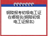 铜陵报考初级电工证在哪报名(铜陵初级电工证报名)