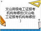 文山高级电工证报考机构有哪些(文山电工证报考机构有哪些)