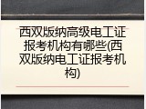 西双版纳高级电工证报考机构有哪些(西双版纳电工证报考机构)