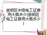 崇明区中级电工证费用大概多少(崇明区电工证费用大概多少)