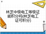 林芝中级电工等级证能积分吗(林芝电工证可积分)