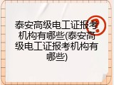 泰安高级电工证报考机构有哪些(泰安高级电工证报考机构有哪些)