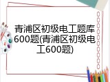青浦区初级电工题库600题(青浦区初级电工600题)