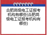 合肥高级电工证报考机构有哪些(合肥高级电工证报考机构有哪些)