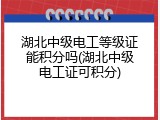 湖北中级电工等级证能积分吗(湖北中级电工证可积分)