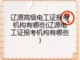 辽源高级电工证报考机构有哪些(辽源电工证报考机构有哪些)