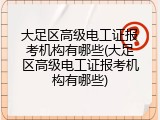 大足区高级电工证报考机构有哪些(大足区高级电工证报考机构有哪些)