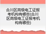 合川区高级电工证报考机构有哪些(合川区高级电工证报考机构有哪些)