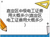 嘉定区中级电工证费用大概多少(嘉定区电工证费用大概多少)