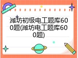 潍坊初级电工题库600题(潍坊电工题库600题)