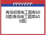 青岛初级电工题库600题(青岛电工题库600题)