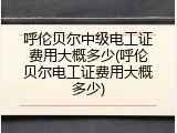 呼伦贝尔中级电工证费用大概多少(呼伦贝尔电工证费用大概多少)