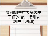 扬州哪里有考高级电工证的培训(扬州高级电工培训)