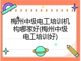 梅州中级电工培训机构哪家好(梅州中级电工培训好)