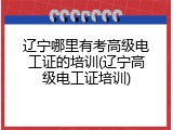 辽宁哪里有考高级电工证的培训(辽宁高级电工证培训)