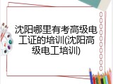 沈阳哪里有考高级电工证的培训(沈阳高级电工培训)