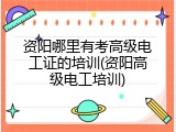 资阳哪里有考高级电工证的培训(资阳高级电工培训)