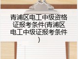 青浦区电工中级资格证报考条件(青浦区电工中级证报考条件)