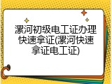 漯河初级电工证办理快速拿证(漯河快速拿证电工证)