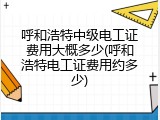 呼和浩特中级电工证费用大概多少(呼和浩特电工证费用约多少)