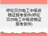 呼伦贝尔电工中级资格证报考条件(呼伦贝尔电工中级资格证报考条件)