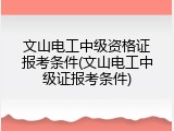 文山电工中级资格证报考条件(文山电工中级证报考条件)