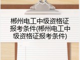 郴州电工中级资格证报考条件(郴州电工中级资格证报考条件)