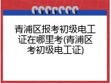青浦区报考初级电工证在哪里考(青浦区考初级电工证)