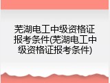 芜湖电工中级资格证报考条件(芜湖电工中级资格证报考条件)