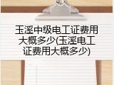 玉溪中级电工证费用大概多少(玉溪电工证费用大概多少)