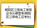 朝阳区三级电工等级证书从哪里考(朝阳区三级电工证考处)