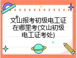 文山报考初级电工证在哪里考(文山初级电工证考处)