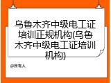 乌鲁木齐中级电工证培训正规机构(乌鲁木齐中级电工证培训机构)