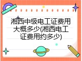 湘西中级电工证费用大概多少(湘西电工证费用约多少)
