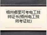 梧州哪里可考电工技师证书(梧州电工技师考证处)