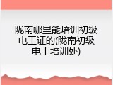 陇南哪里能培训初级电工证的(陇南初级电工培训处)
