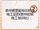 贵州哪里能培训初级电工证的(贵州初级电工培训处)