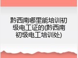 黔西南哪里能培训初级电工证的(黔西南初级电工培训处)