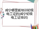 咸宁哪里能培训初级电工证的(咸宁初级电工证培训)