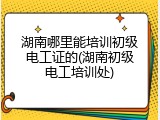 湖南哪里能培训初级电工证的(湖南初级电工培训处)