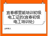 宜春哪里能培训初级电工证的(宜春初级电工培训处)
