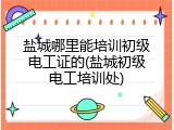盐城哪里能培训初级电工证的(盐城初级电工培训处)