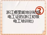 浙江哪里能培训初级电工证的(浙江初级电工培训处)