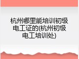 杭州哪里能培训初级电工证的(杭州初级电工培训处)
