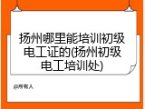 扬州哪里能培训初级电工证的(扬州初级电工培训处)