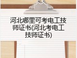 河北哪里可考电工技师证书(河北考电工技师证书)