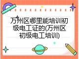 万州区哪里能培训初级电工证的(万州区初级电工培训)